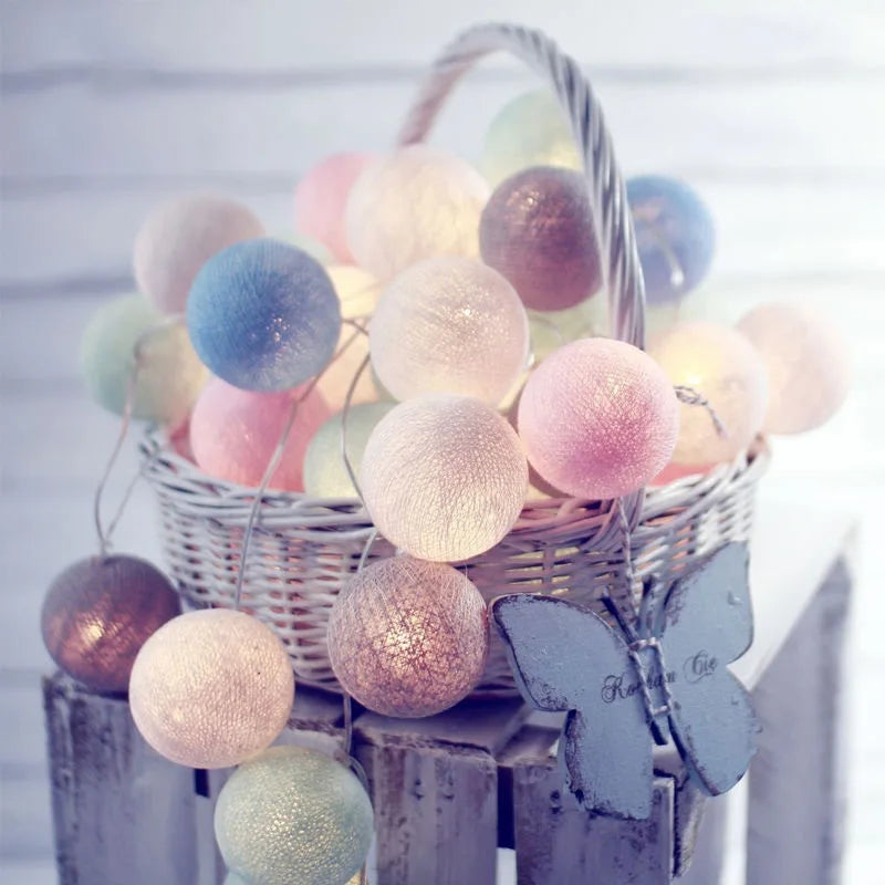 DIY 3D Paper 3M 20 LED Cotton Ball Garland Lights String Christmas Xmas Outdoor Holiday Wedding Party Baby Bed Fairy Light...