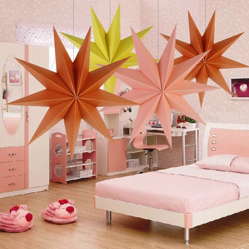 DIY 3D Paper 30cm Hanging Stars Flower Crafts ation Nine-pointed star wedding party supplies elegant room – UrbanFolds Pap...