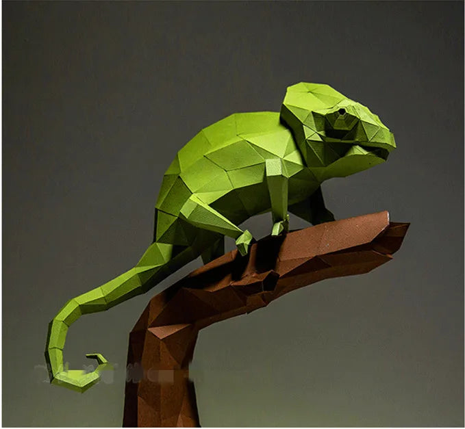 DIY 3D Paper craft Puzzel Cabrite ismo Halloween craft Cardboard Animal Lizard Green Living Room ation – UrbanFolds craft ...