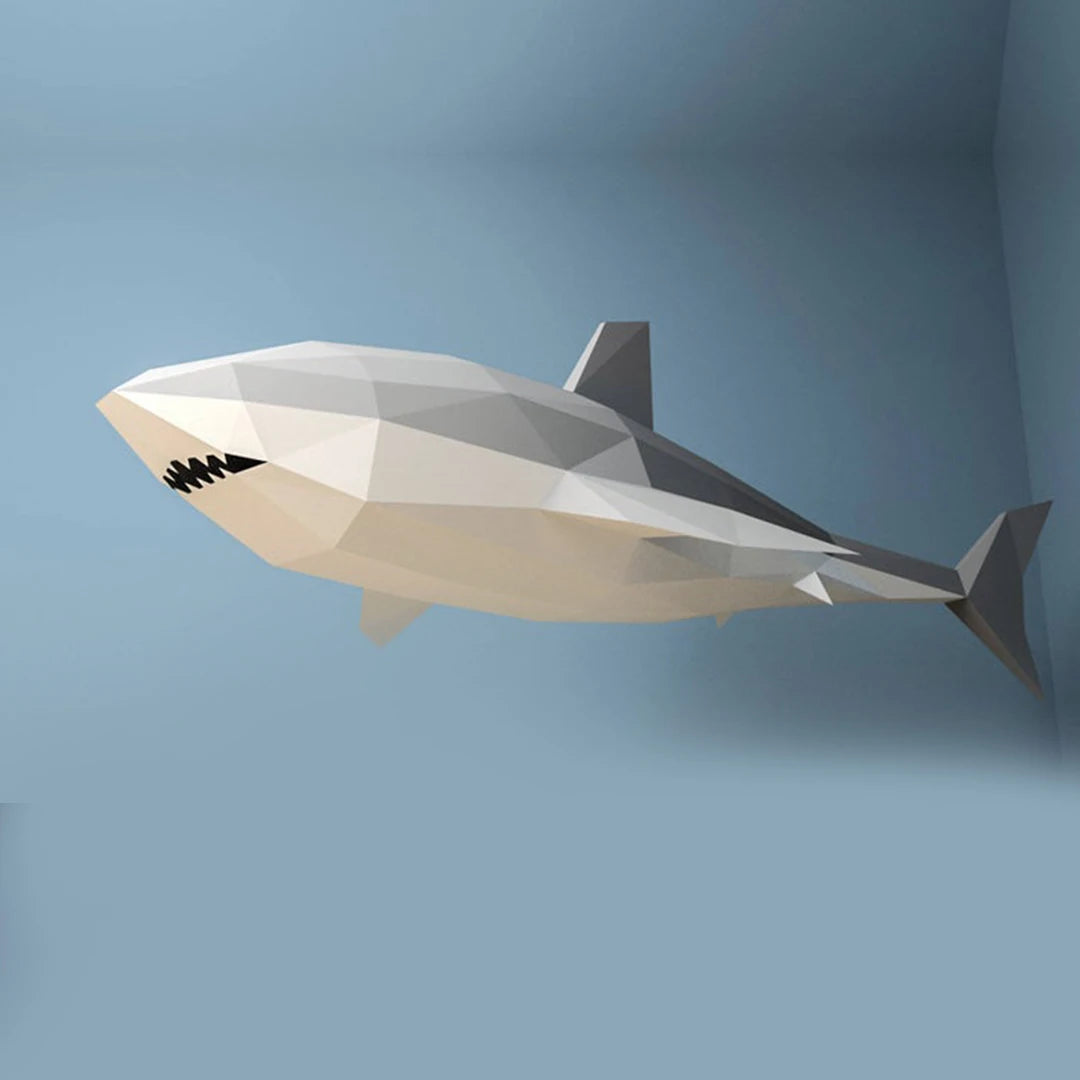 DIY 3D Paper 1.3M Big Shark Animal craft Low Poly Handmade Creative ation Toys For Children Room – Geometric Papercraft Ki...