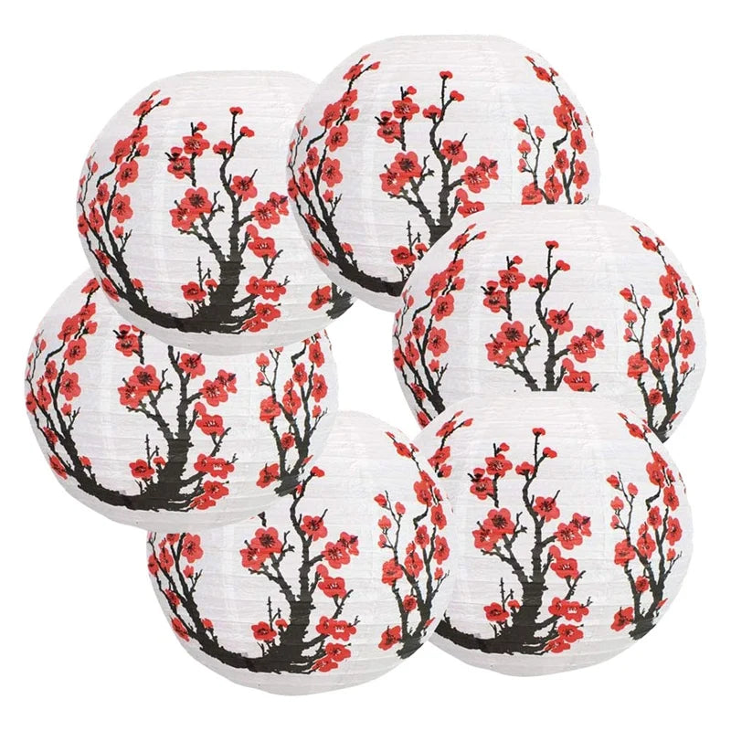 Modern Paper Modern Modern HOT 5/6 Pack 12Inch Red Cherry Flowers White Round Chinese Japanese for Wedding Party ation – F...