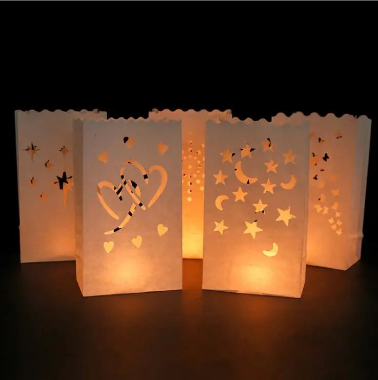 Modern Paper Modern Modern 10Pcs Wedding Heart Tea Light Holder Luminaria Candle Bag Romantic Wedding Party ation Supplies...