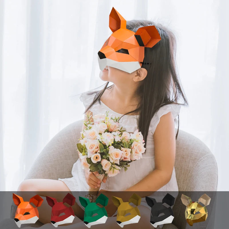 DIY 3D Paper Mouse Half Face Animal ,Small Size, craft Party Cosplay,Handmade Origami Craft Toy RTY155 – Papercraft Mask –...