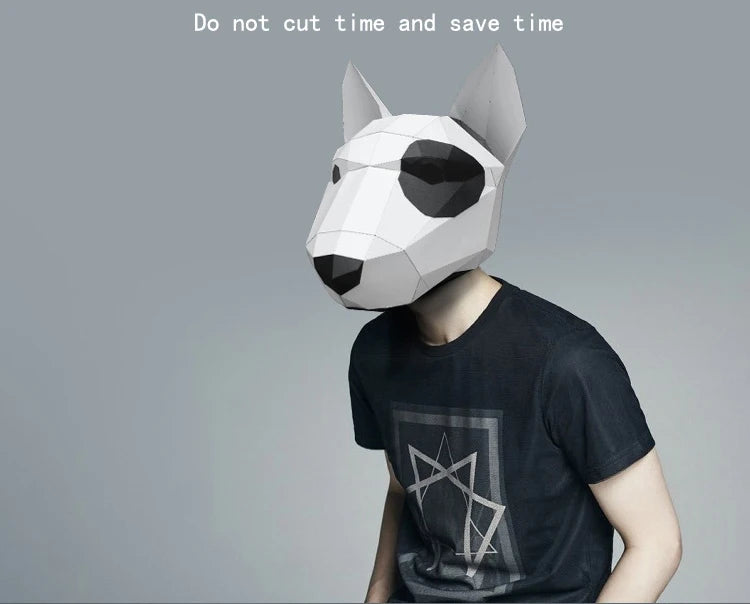 DIY 3D Paper Pre Cut Bull Terrier Halloween Costume Cosplay Craft Christmas – craft – craft – Papercraft Mask – DIY 3D pap...