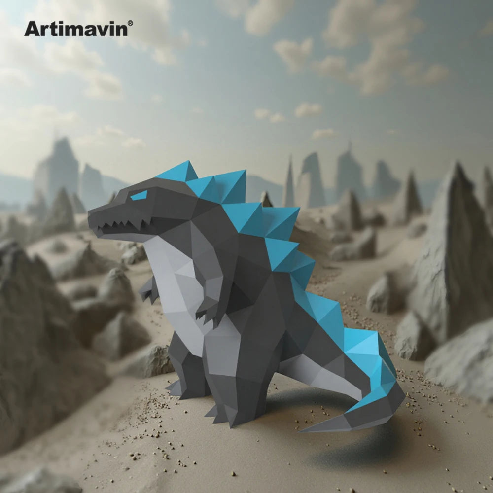DIY 3D Paper Little Monster Craft Craft – Geometric Papercraft Kit – DIY papercraft kit, front view