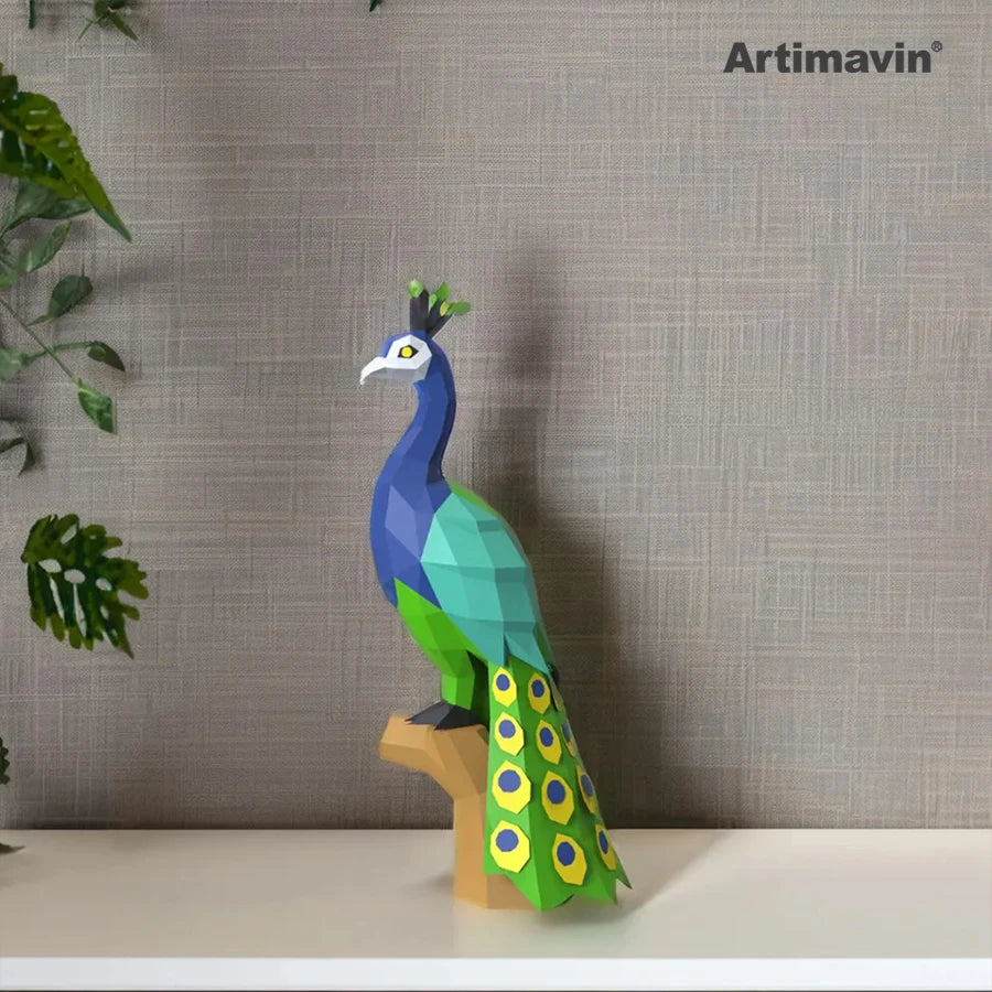 DIY 3D Paper Peacock Handmade Origami ative Design for Living Room, Bedroom or Study ation – UrbanFolds Papercraft Kit – D...