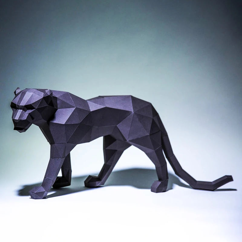 DIY 3D Paper 70cm Black Panther Crawling Leopard Living Room Floor ation Animal Ornaments Puzzles Toys – UrbanFolds Paperc...