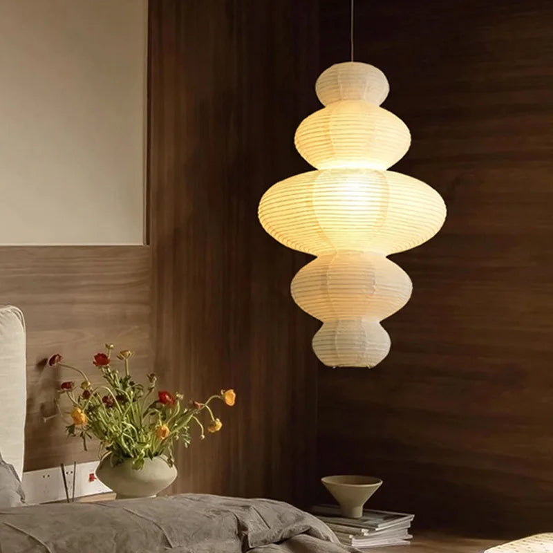 Modern Paper Rice Ceiling Suspension Chandelier Floor Light with E27 Bulb Living Room Art – DIY Folded Lamp Shade – modern...