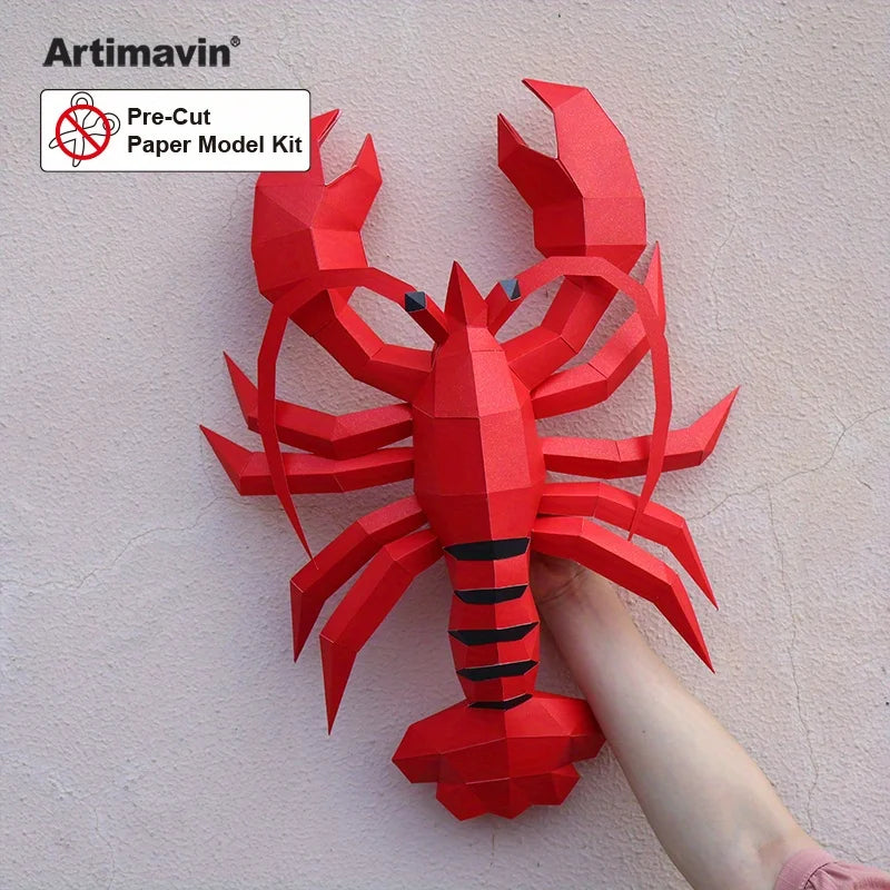 DIY 3D Paper Ocean Life Origami: No-Cut Luxury Lobster - Pre-creased Easy Fold, 19.6in Display – UrbanFolds Papercraft Kit...