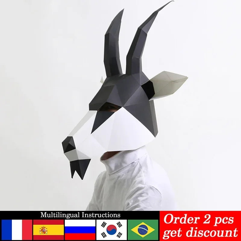 DIY 3D Paper Goat Animal Adult , craft Art Costume Party Cosplay,Handmade Origami Craft RTY075 – Papercraft Mask – DIY 3D ...