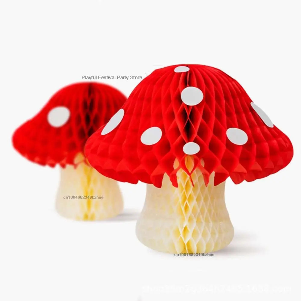 Modern Paper 20/30CM Red Mushroom Honeycomb Hanging Ornaments for Kids Woodland Mushroom Birthday Party ation Gifts – DIY ...