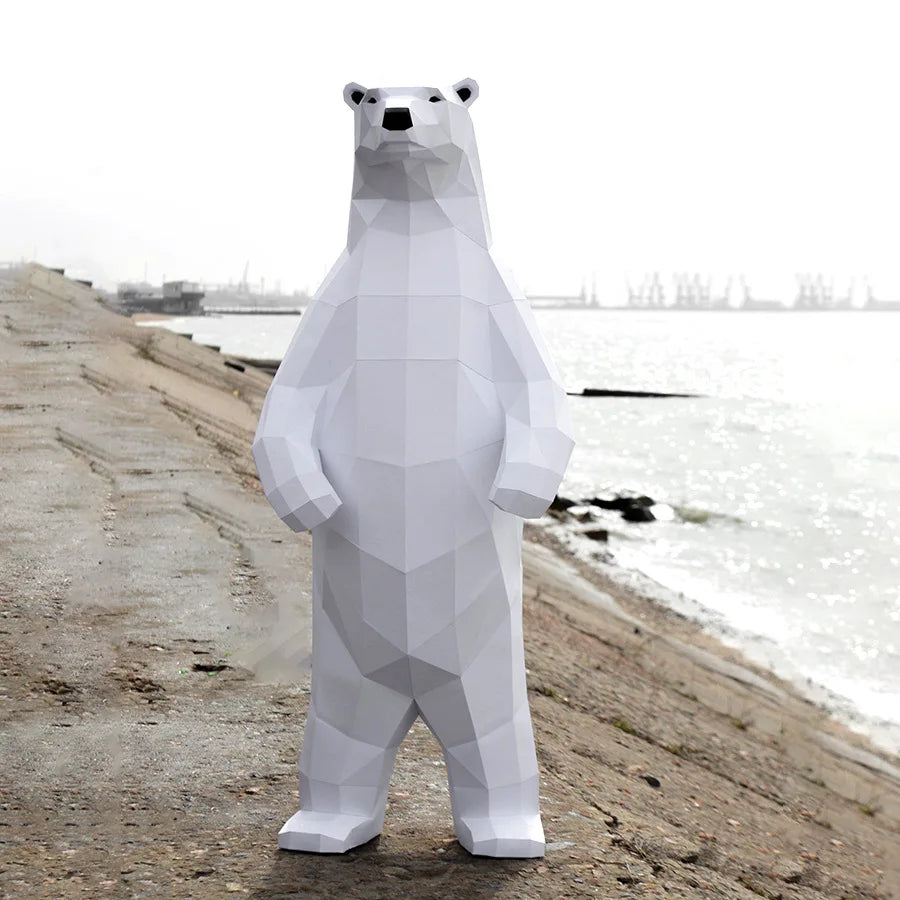 DIY 3D Paper 100cm standing polar bear Animal polar bear craft bedroom Living Room handmade origami – craft – UrbanFolds c...