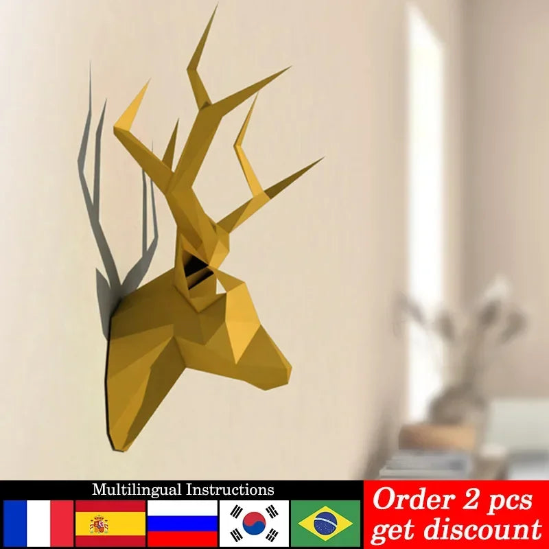 DIY 3D Paper Pre-cut David's Deer Simple Elk Animal ation , craft,Handmade Adult Craft RTY226 – Geometric Papercraft Kit –...