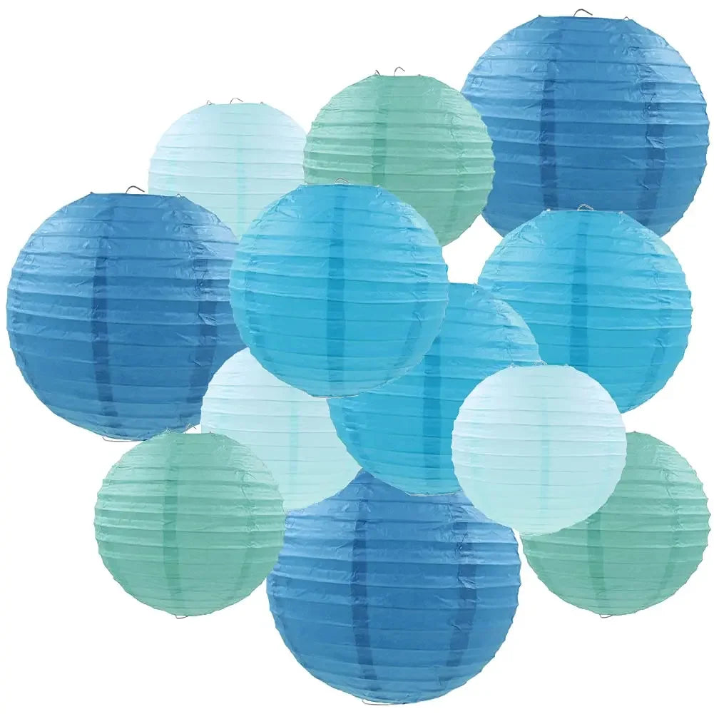 Modern Paper Modern Set of 16 Blue s – Elegant Hanging Décor for Parties, Weddings & Styling – Folded – Folded – DIY Folde...