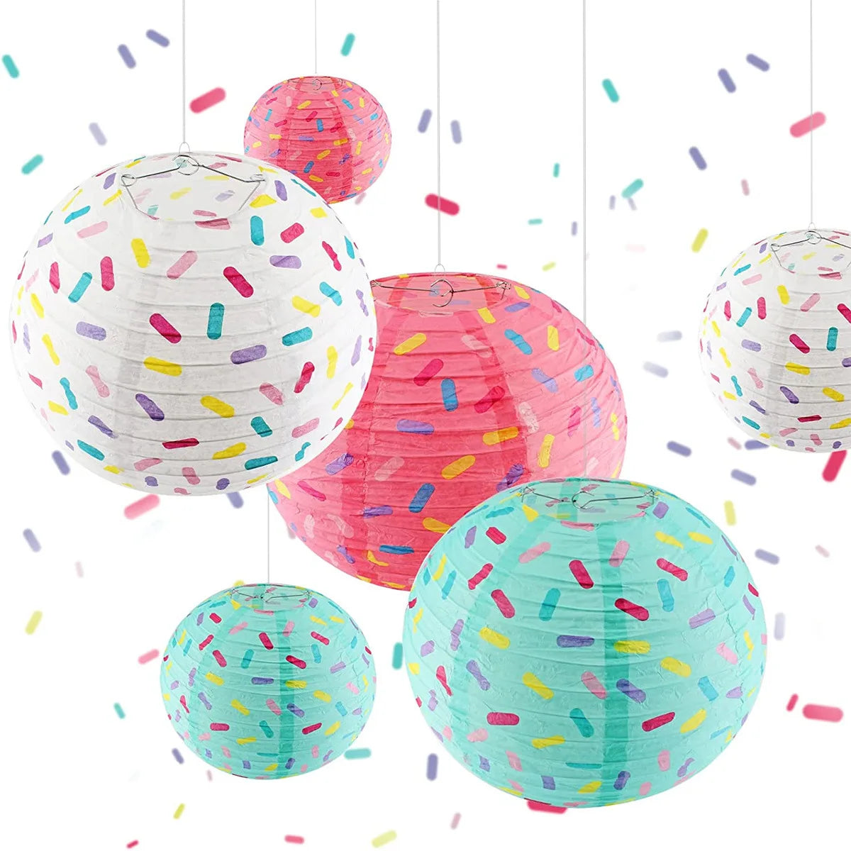 Modern Paper Ice Cream Children's Birthday Party ation Foldable Colorful Round Handmade – DIY Folded Lamp Shade – modern f...