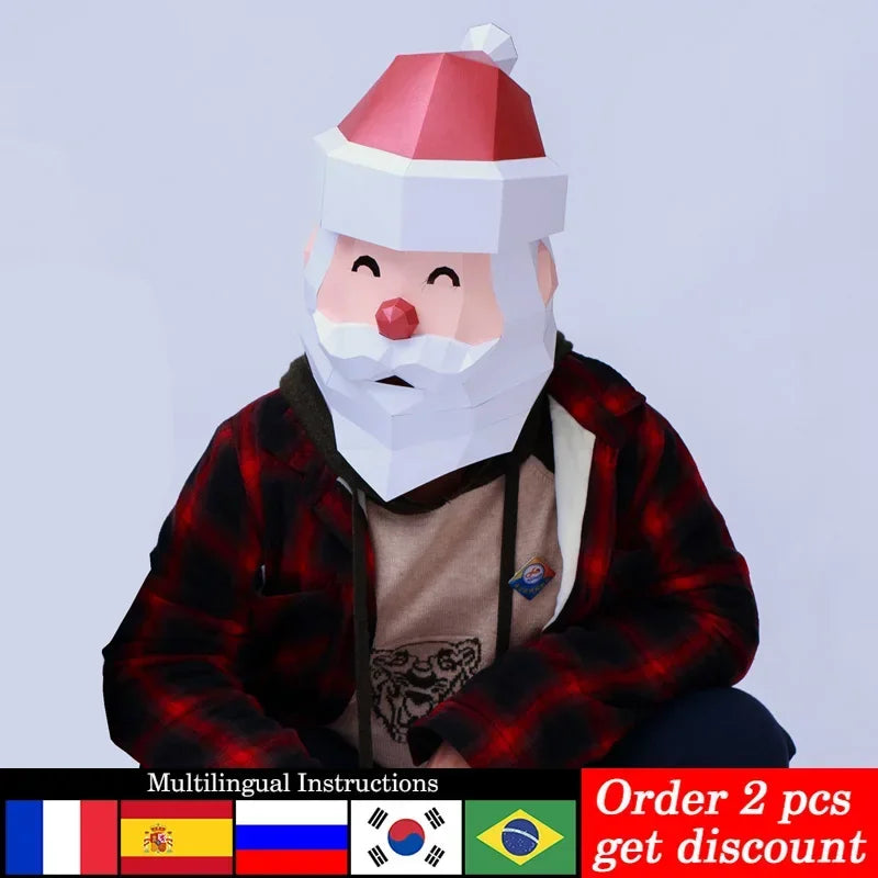 DIY 3D Paper Christmas Santa Claus ,Small Size, craft Art Costume Party Cosplay,Handmade Craft RTY173 – Papercraft Mask – ...