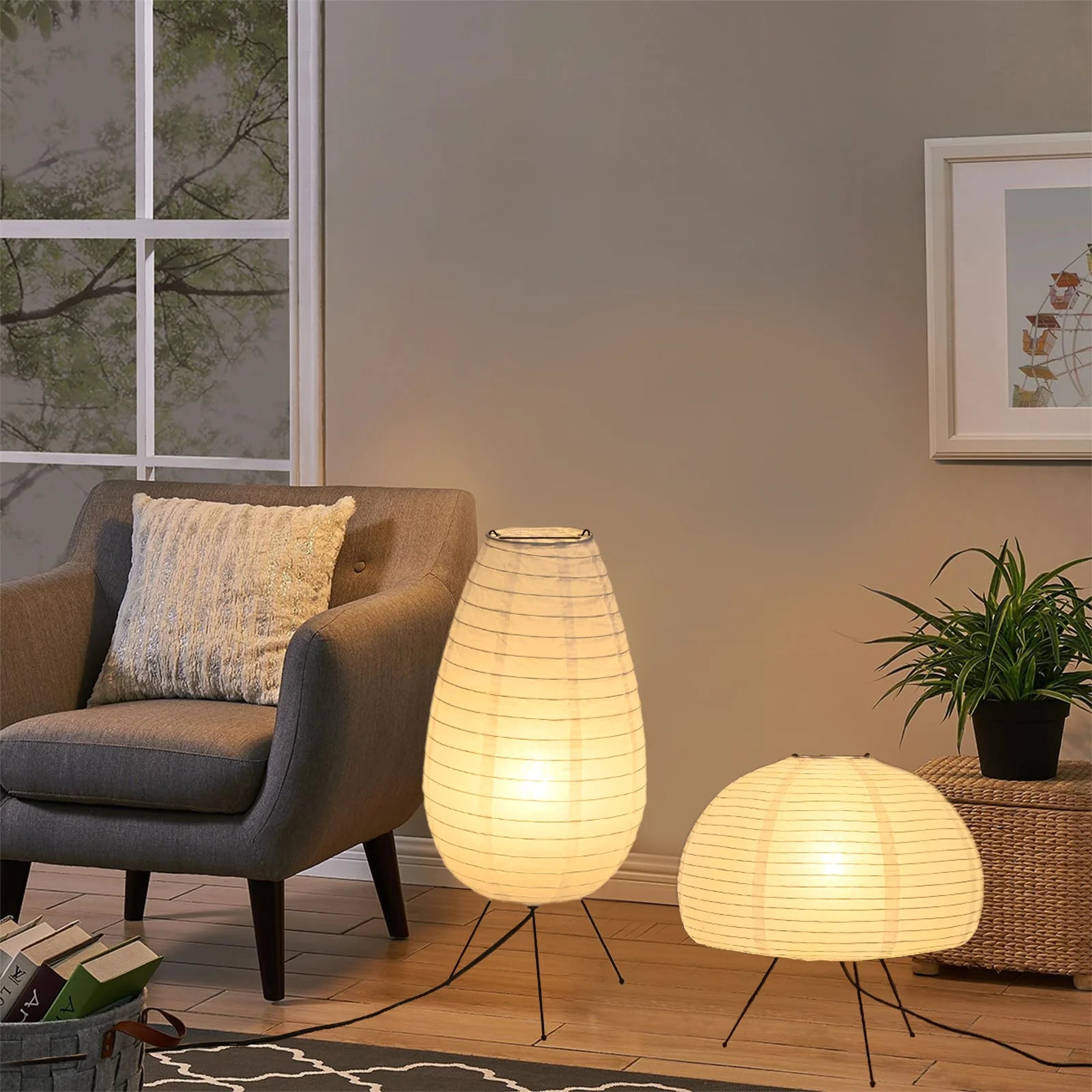 Modern Paper Modern Modern Nogy Noguchi Style Rice Floor & table – Folded – Folded – DIY Folded Lamp Shade – modern folded...