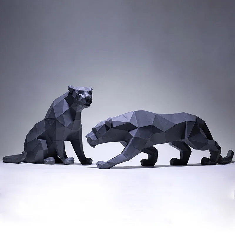 DIY 3D Paper Black Panther Room Ornaments Origami craft Hallway Props Handmade Puzzles – Geometric Papercraft Kit – DIY pa...