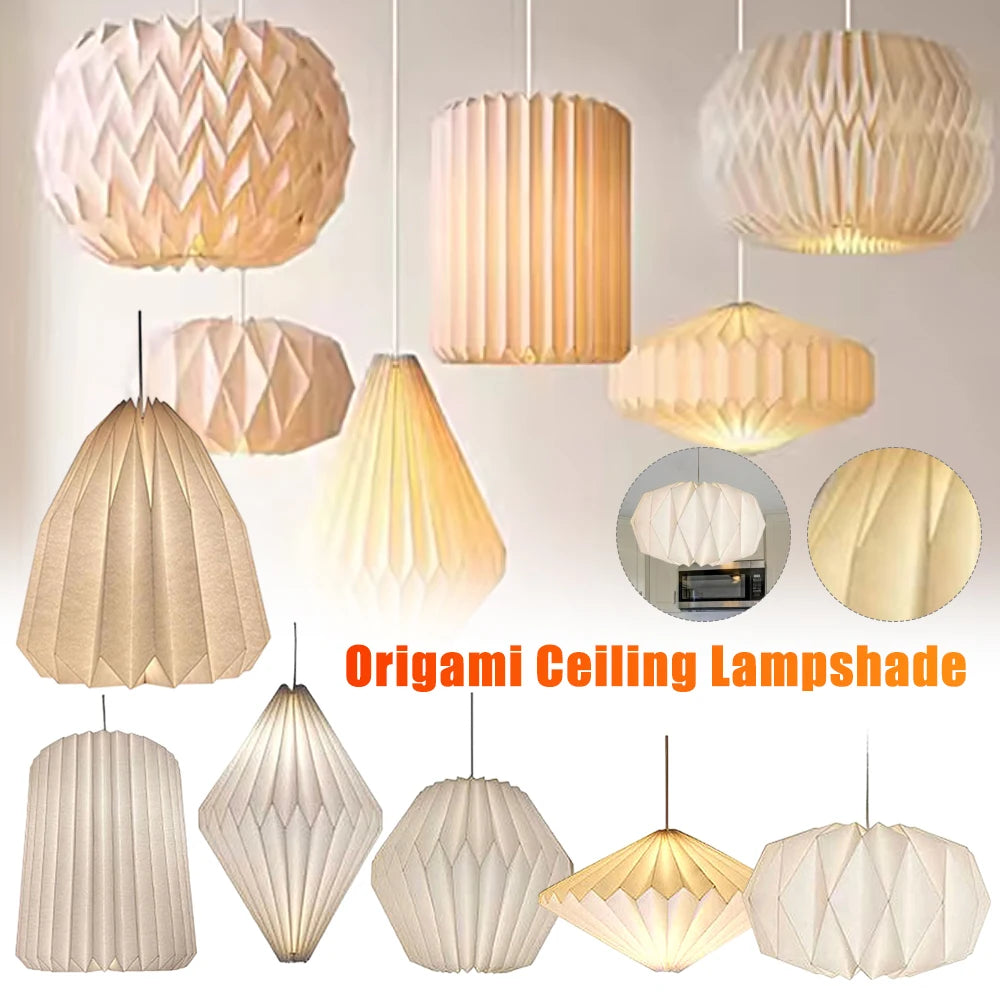 Nordic Creative Paper Origami Lantern Shade Foldable Pendant Light Art Decor for Living Room Dining Room Exhibition Hall