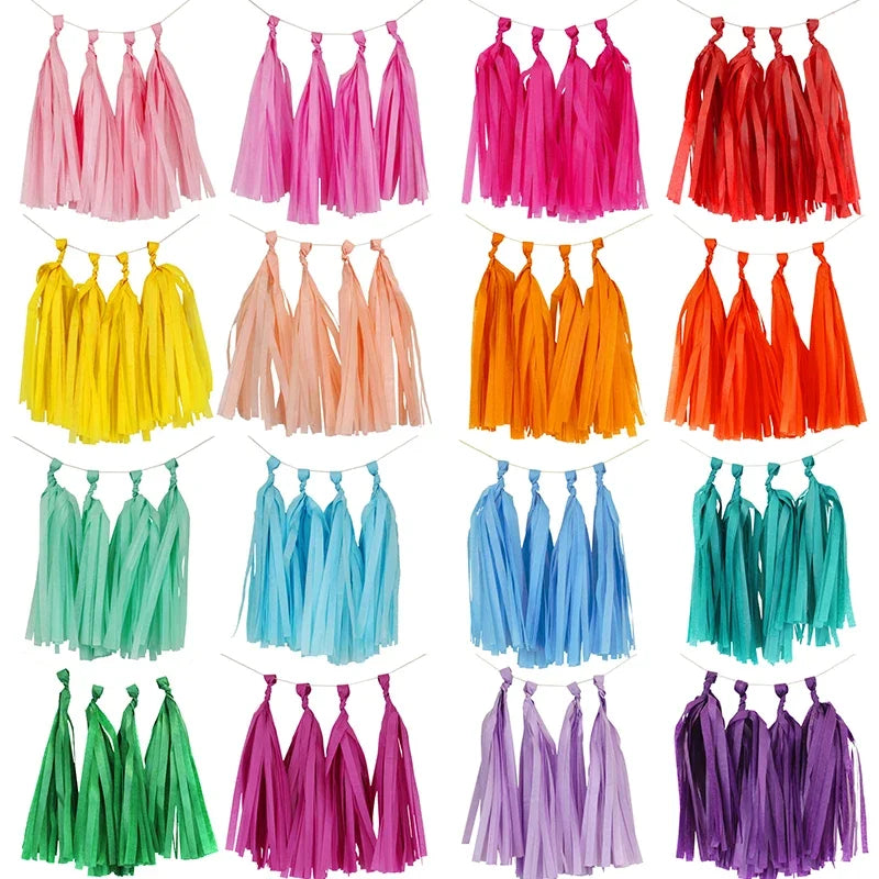 DIY 3D Paper 5pcs 12*35cm Colorful Tissue Tassel Garland for Wedding Birthday Party ations Baby Shower Event Party Supplie...