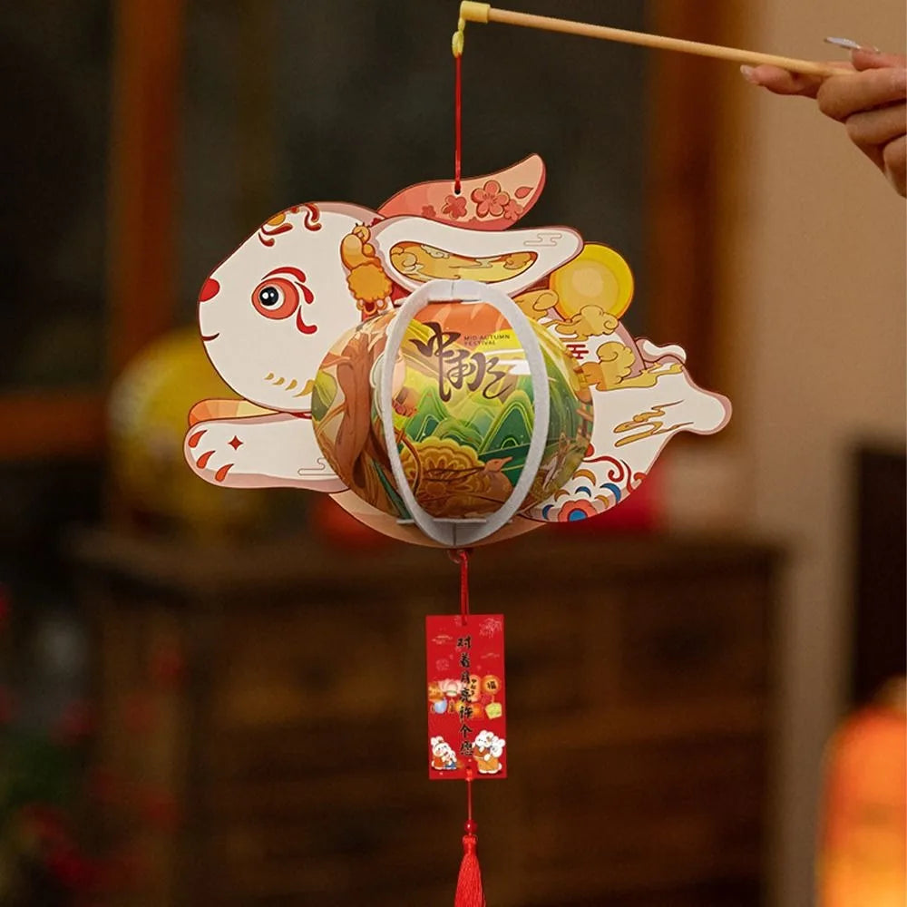 Modern Paper Modern Modern Cute Chinese Rabbit Traditional Blessing Handheld Handmade Portable LED Toys Hanfu Accessories ...