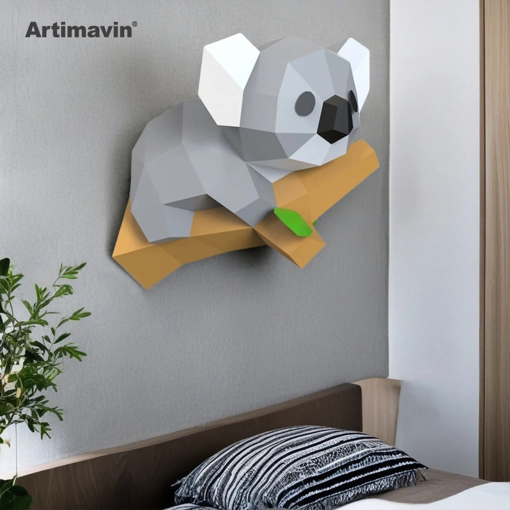 DIY 3D Paper Koala's Little Creative Handmade Origami Art Trendy Hanging – Geometric Papercraft Kit – DIY papercraft kit, ...