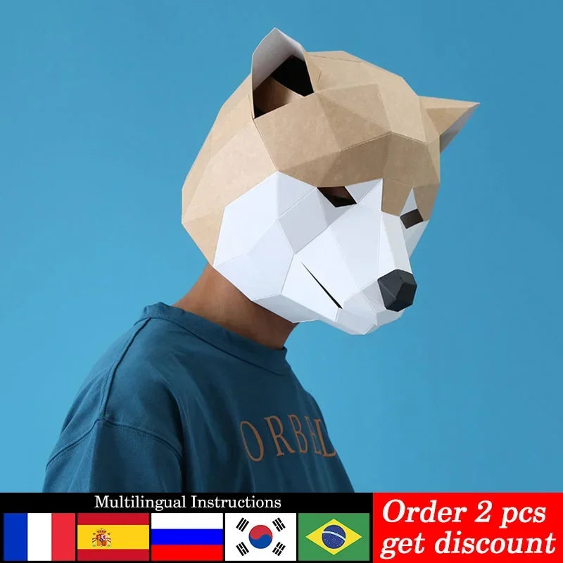 DIY 3D Paper Pre-cut Husky Aa Dog Adult , craft Art Origami Costume Party Cosplay,Handmade Craft RTY102 – Papercraft Mask ...