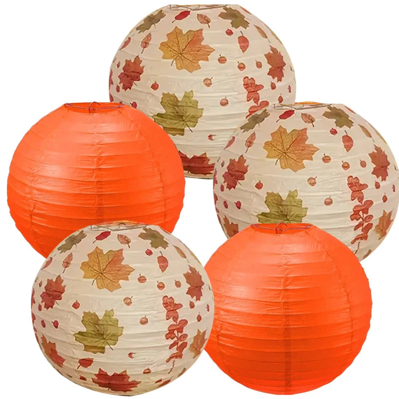 Modern Paper Modern Modern 5-Piece Set of Autumn Maple Leaf Party Supplies, Hanging Red-Orange Maple Leaf s for Autumn ati...