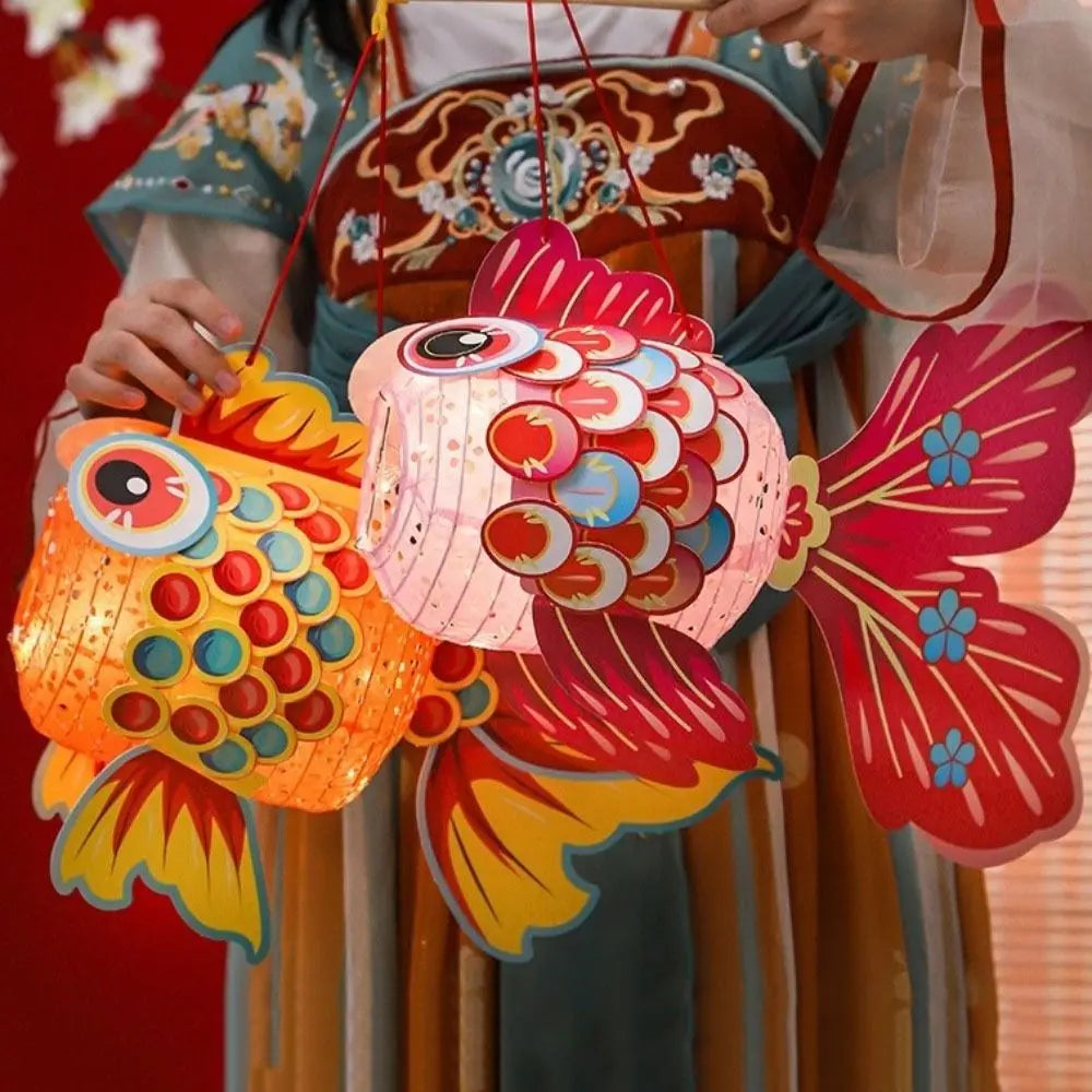 Modern Paper Modern Modern Fish Middle Autumn Festival Luminous Mid Autumn Lotus Traditional Chinese Style Material – Fold...