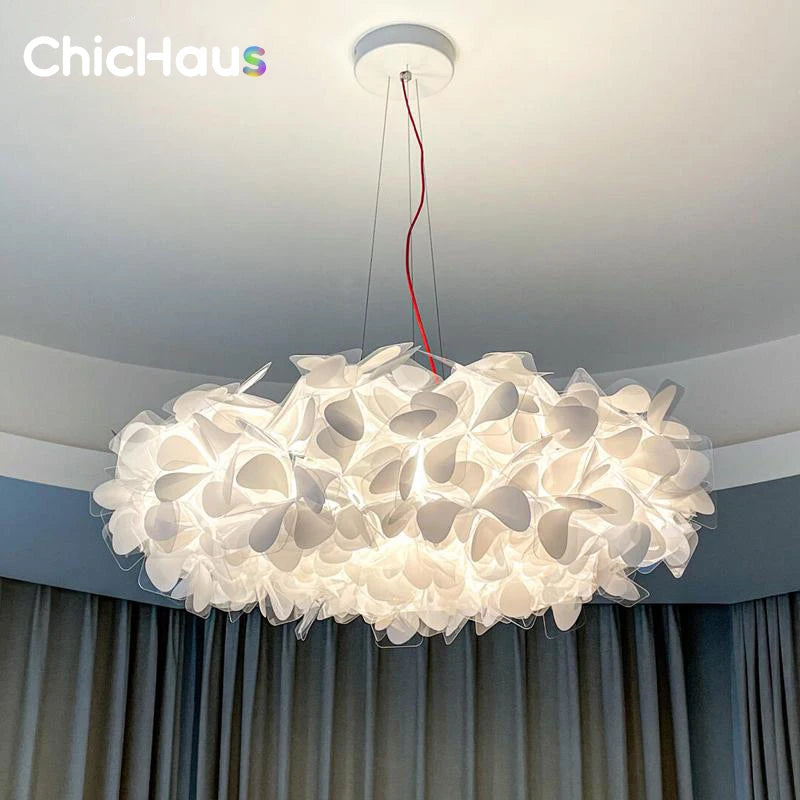 Modern Paper Modern Hanging Ceiling Chandelier for Living Room Lustre Petal Chandelier Bedroom Restaurant Black Indoor Lig...
