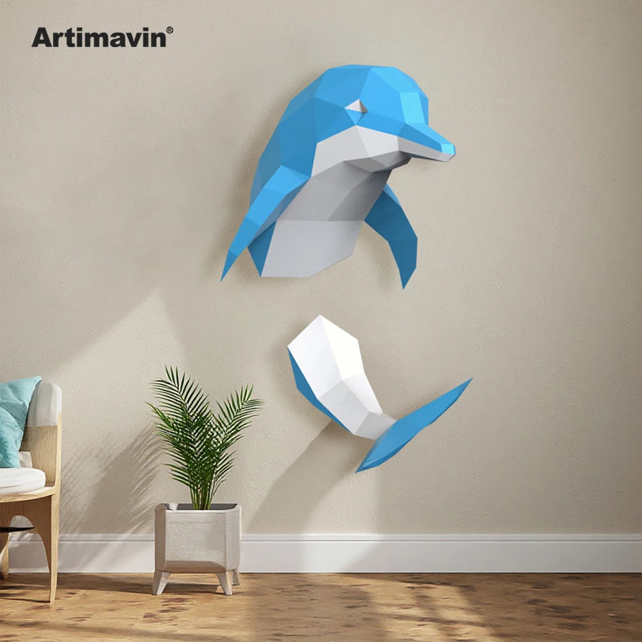 DIY 3D Paper Dolphin Ocean Series Creative Three-Dimensional Origami Interior ation Hanging Hanging Beautiful s – Geometri...