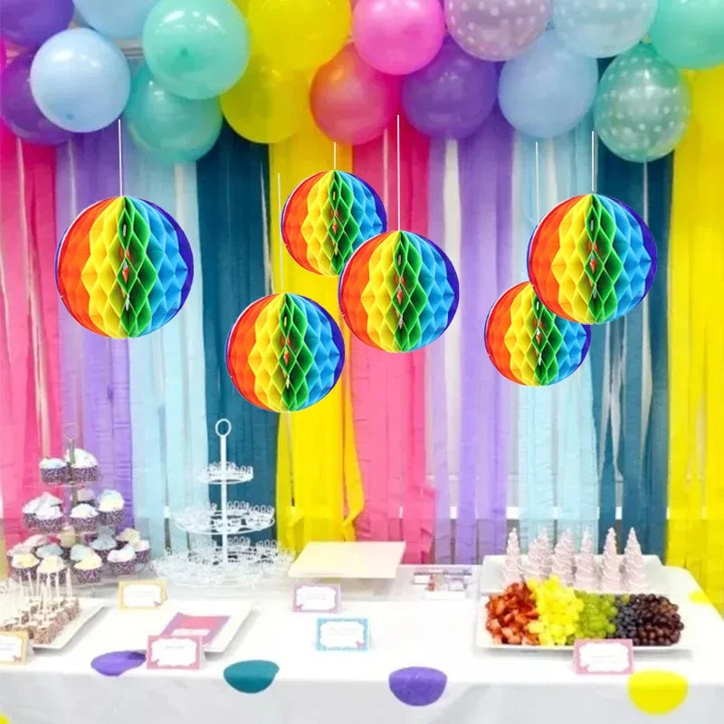Modern Paper 15/20/25/30cm Color Honeycomb Flower Ball Rainbow Balls ative Balls Wedding Birthday Baby Shower – DIY Folded...
