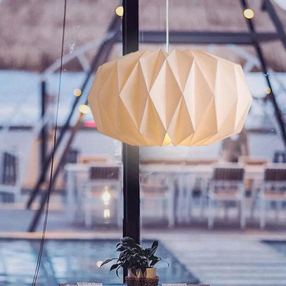 Nordic Creative Paper Lamp Cover Origami Lantern Shade Hanging Lampshade Foldable Ceiling Pendant Light Art Living Room Decor