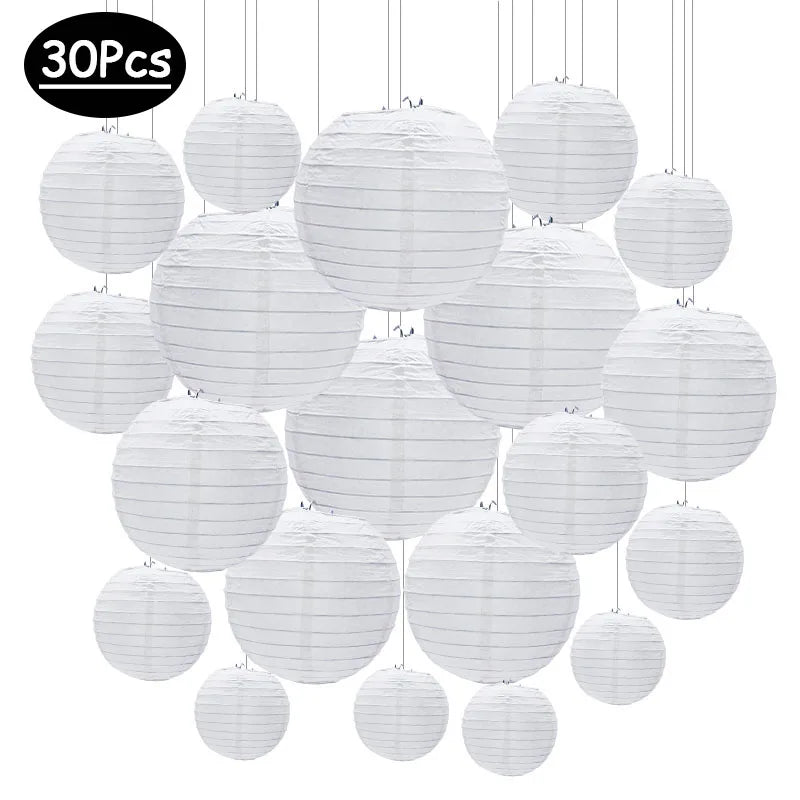Modern Paper Modern Modern 30Pcs/set White s Chinese Hanging Round for Wedding Anniversary Birthday Party ation Christmas ...