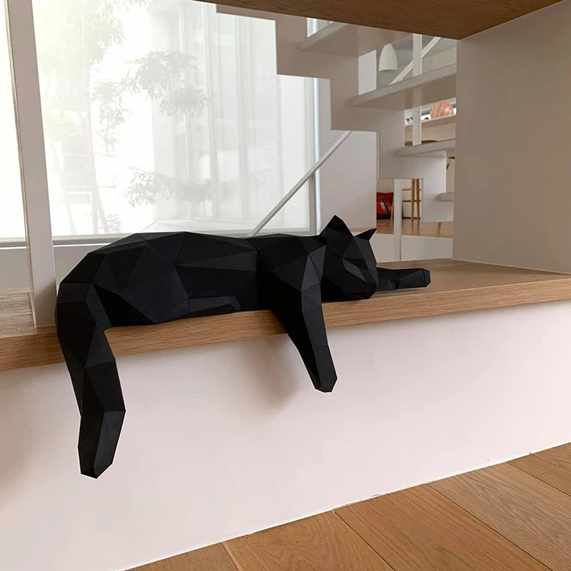 DIY 3D Paper Sleeping Cat Origami craft Hallway Party Ornaments Room Art ations Puzzles Toys – UrbanFolds Papercraft Kit –...
