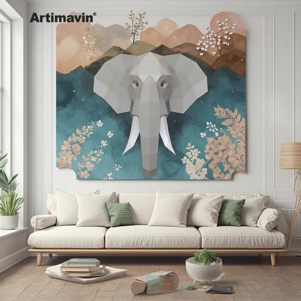 DIY 3D Paper Elephant Hanging Animal Creative Art Living Room Bedroom Study ation Three-Dimensional Mold – Geometric Paper...