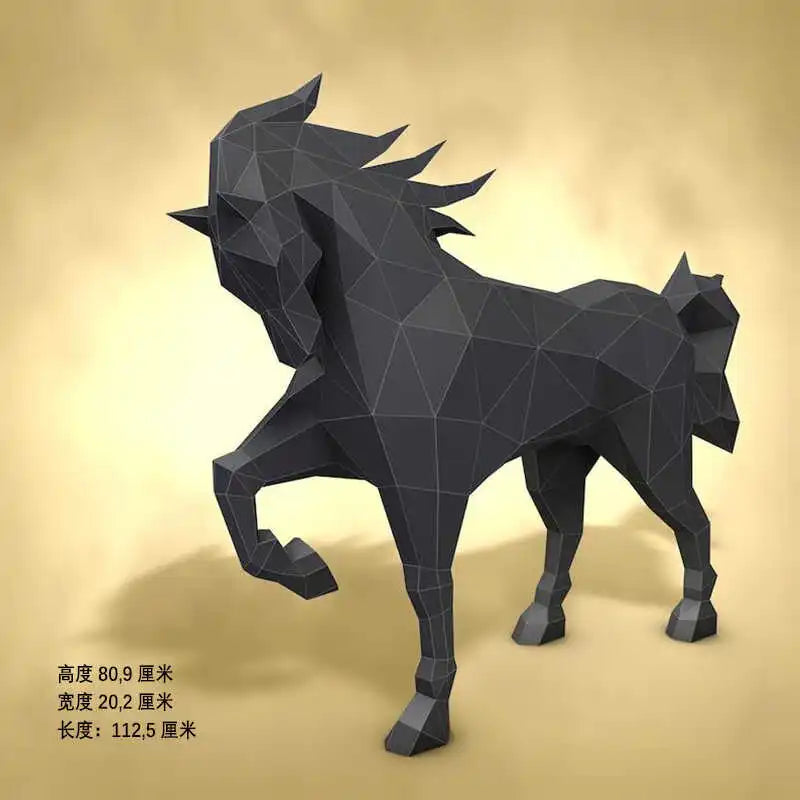 DIY 3D Paper 112cm Horse Low Poly Origami Animal Props Handmade Room Ornament craft Hallway Puzzles – craft – UrbanFolds c...