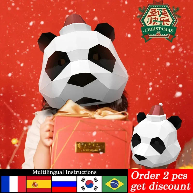 DIY 3D Paper Christmas Panda ,Small Size, craft Art Origami Costume Party Cosplay,Handmade Craft RTY151 – Papercraft Mask ...