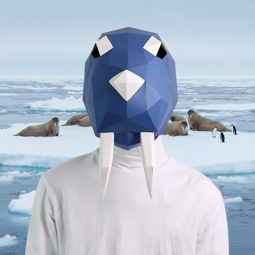DIY 3D Walrus Animal – Wearable Low-Poly Papercraft Kit