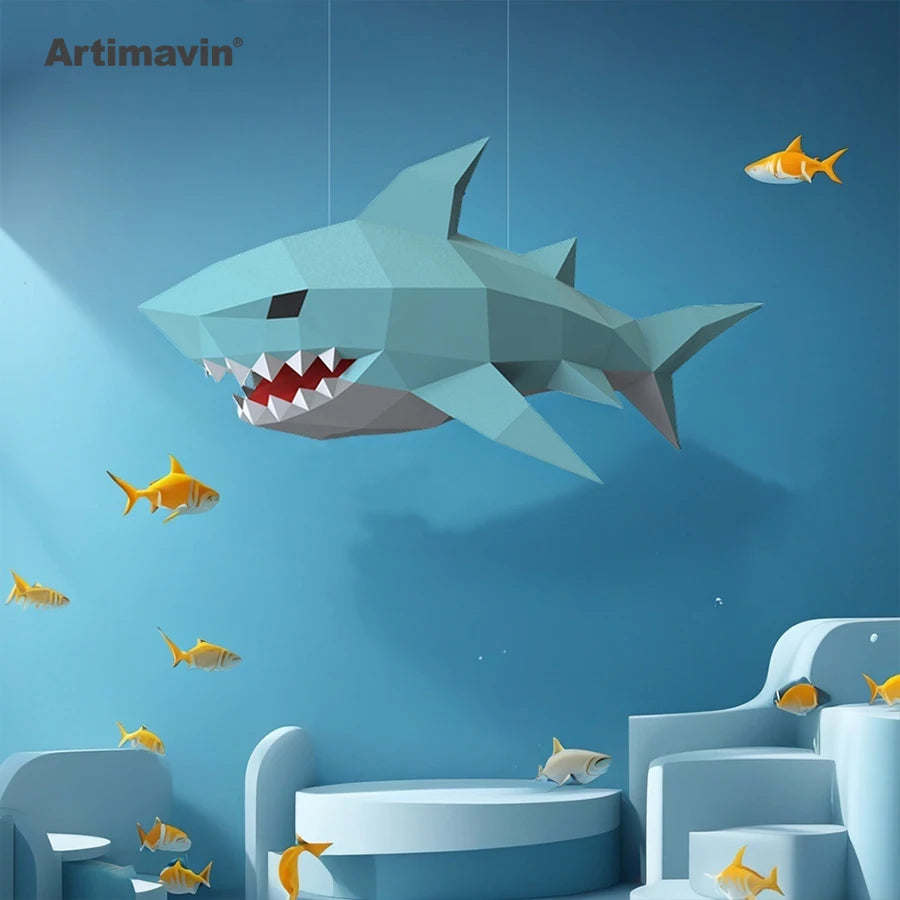 DIY 3D Paper Shark Hanging Ocean Theme Activity ative Art Handmade Living Room Bedroom Window Interior Scene Ornament – Ur...