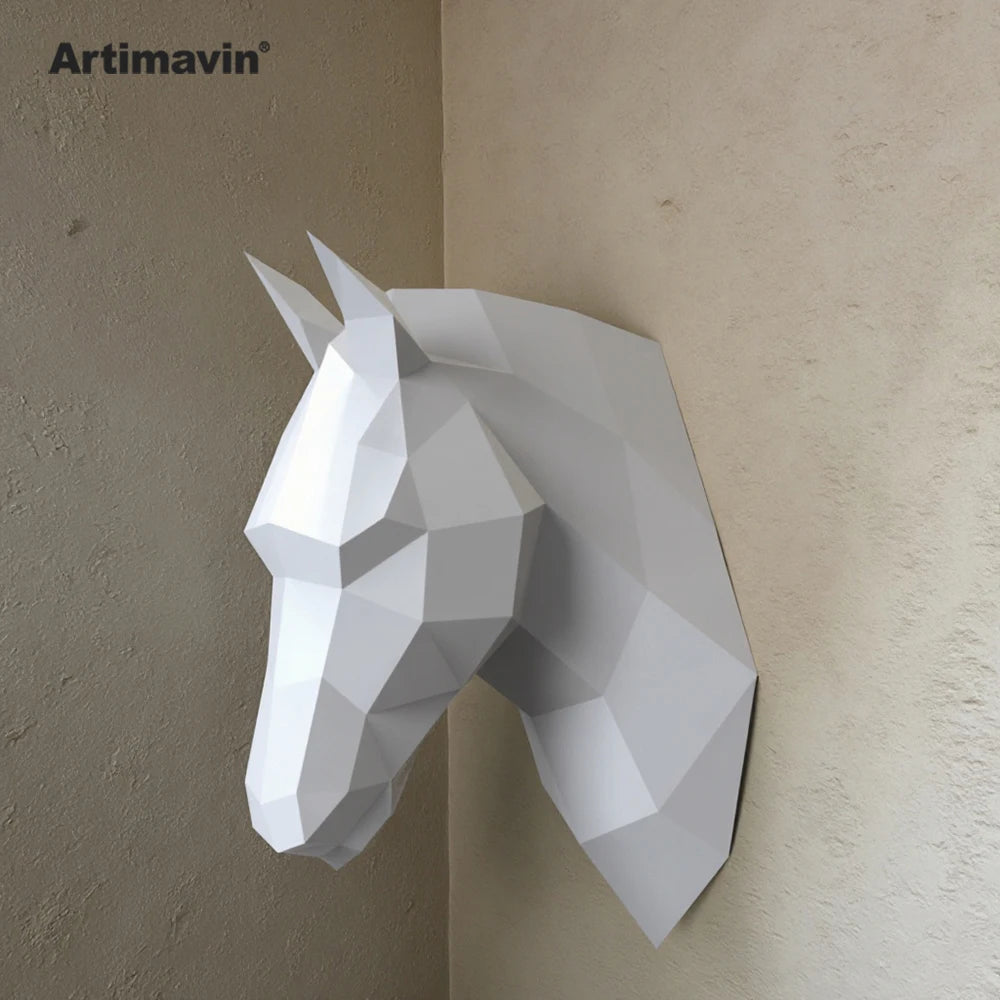 DIY 3D Paper Horse Craft Craft – Geometric Papercraft Kit – DIY papercraft kit, front view