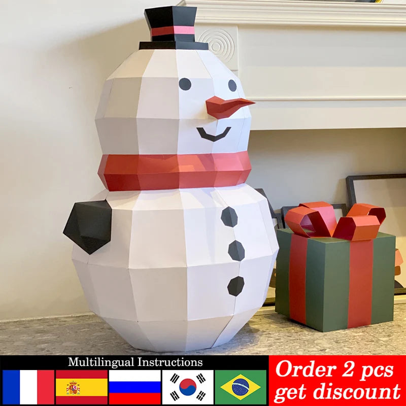 DIY 3D Paper 100cm Large Size Christmas Snowman ,Low Poly Room Origami, craft Art,Handmade Craft RTY354 – UrbanFolds Paper...