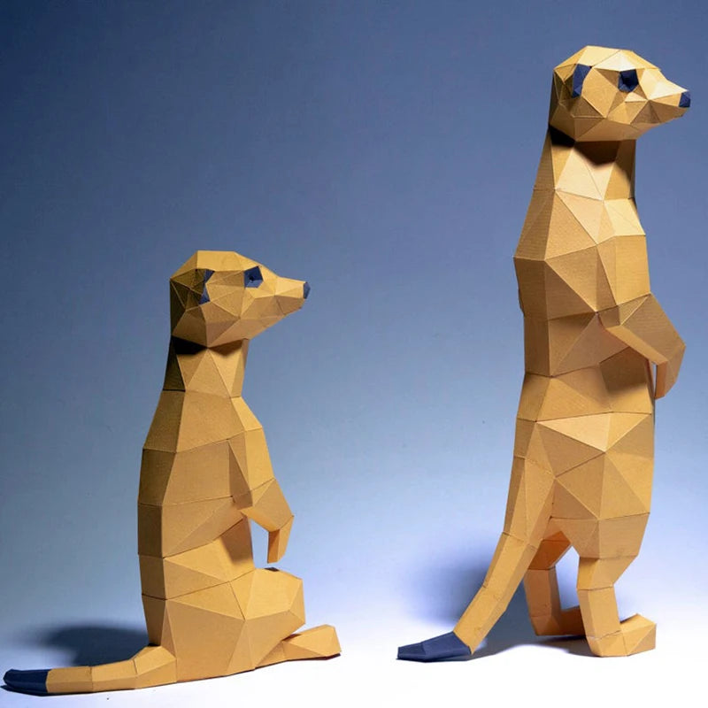 DIY 3D Paper Meerkats Suricate Animal Porch Hand Made craft Origami Corridor Ornament Puzzles – UrbanFolds craft – UrbanFo...