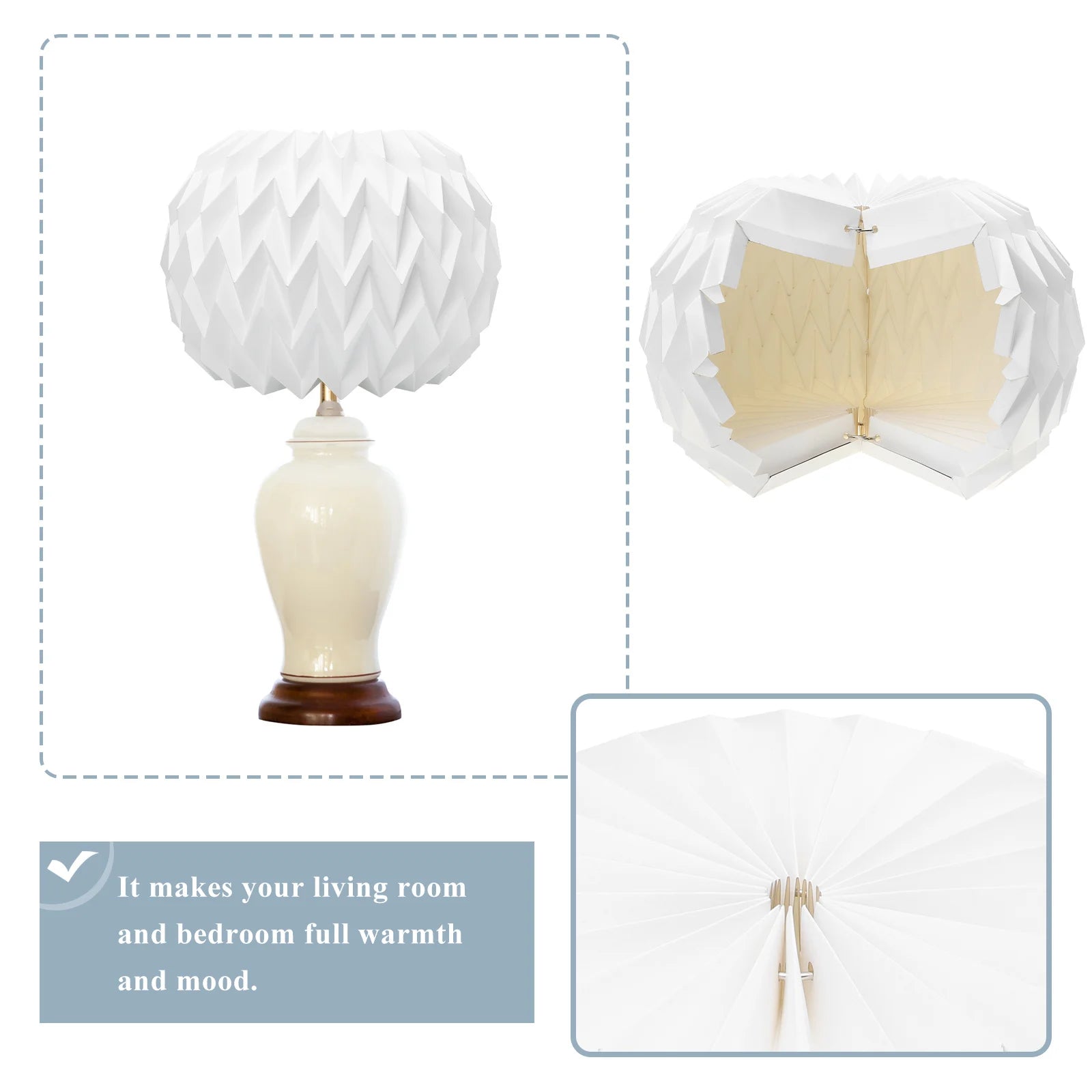 Creative Folding Origami Lantern Lampshade Durable Paper Hanging Lamp Shade Decorative Home Lighting