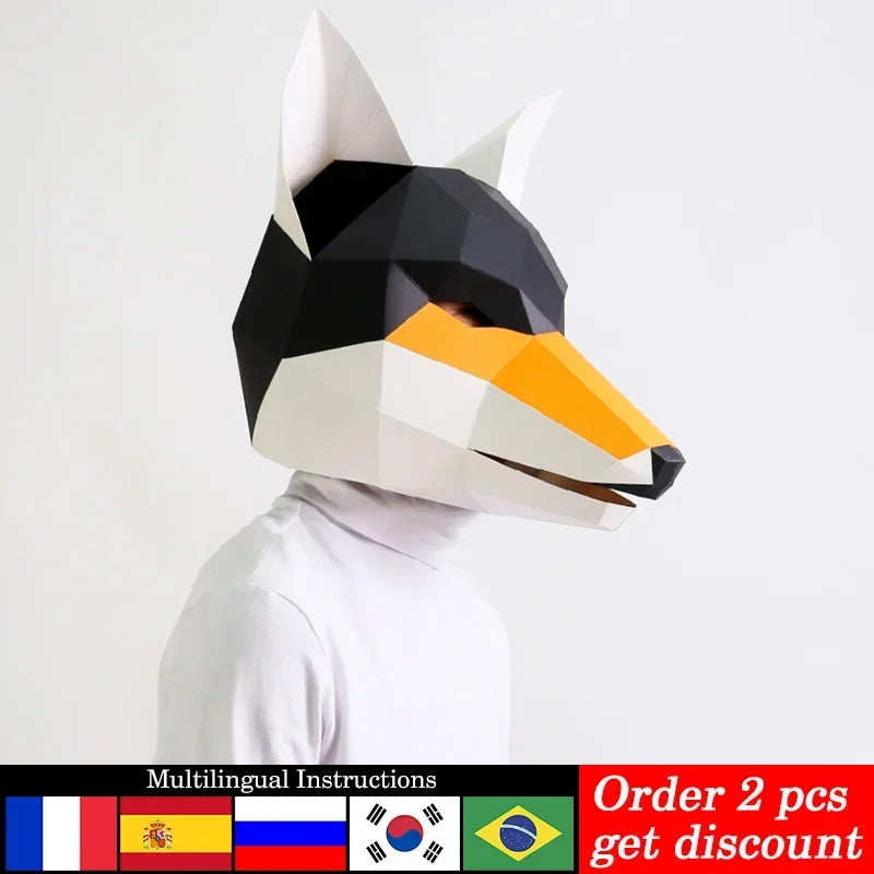 DIY 3D Paper Wild Fox Animal , craft Art Costume Party Cosplay,Handmade Origami Adult Craft RTY282 – Papercraft Mask – DIY...