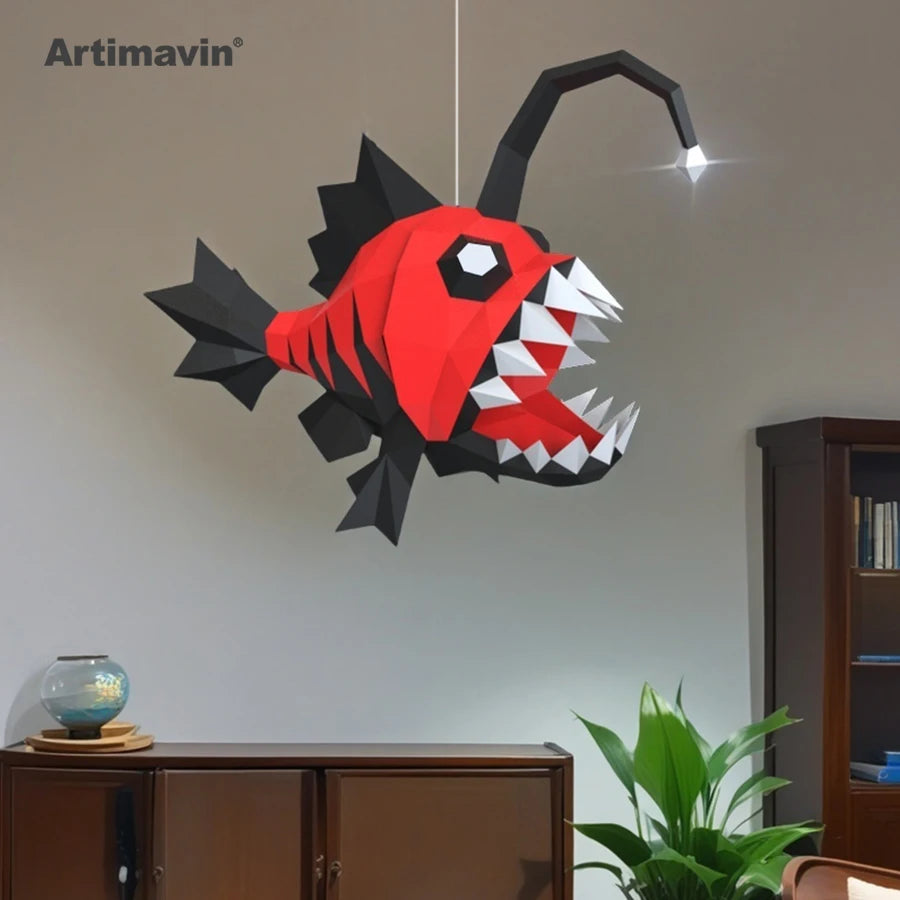 DIY 3D Paper Angerfih Hanging Three-dimensional ing Mold Handmade Origami Creative Living Room Bedroom Window ation – Urba...