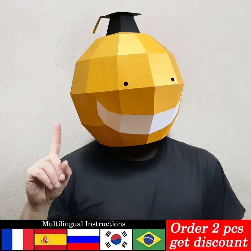 DIY 3D Paper Assassination Classroom Korosensei , craft Art Costume Party Cosplay,Handmade Craft RTY174 – Papercraft Mask ...