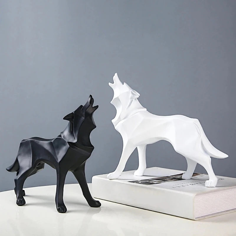 DIY 3D Paper Modern Abstract Wolf Figurine - Animal Statue for or Office Resin Wolf Handicraft – Geometric Papercraft Kit ...