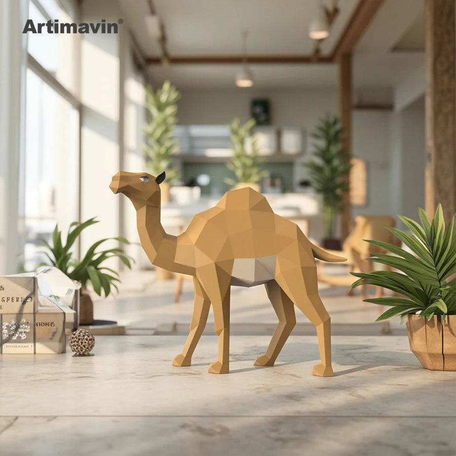 DIY 3D Paper Camel Creative Handmade Origami Art Indoor Three-dimensional ative craft – Geometric Papercraft Kit – DIY pap...