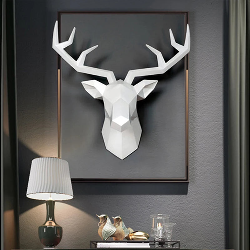 DIY 3D Paper Deer Animal Statue Figurines Hanging Creative Elk Art Antlers Statuette for Office ation Mount – craft – Urba...